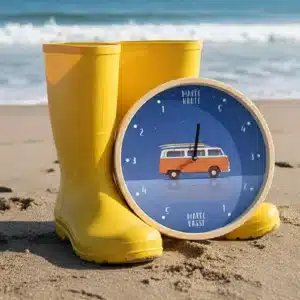 horloge des marées Design sur bottes jaunes